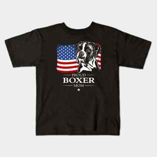 Proud Boxer Dog Mom American Flag patriotic dog Kids T-Shirt